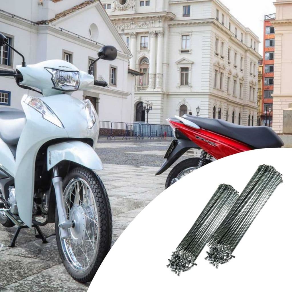 Kit jogo raio raiação em inox dianteiro e traseiro para honda biz 100 125