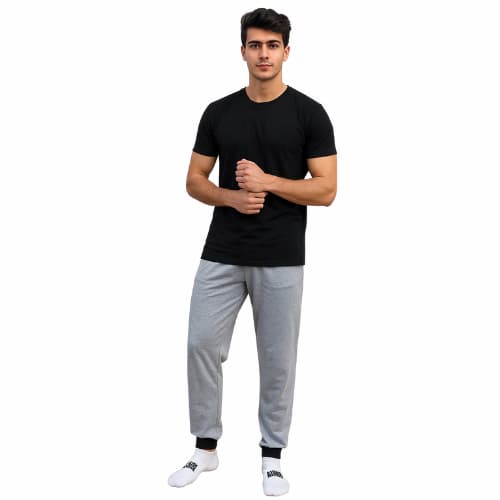 Calça Masculina De Algodão Com Punho Confortável