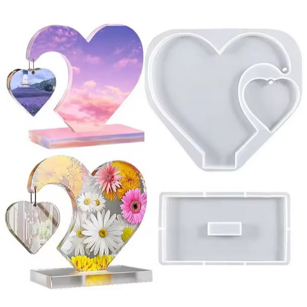 Molde Silicone Coração Pendurado com Foto / Molde para Resina Epóxi
