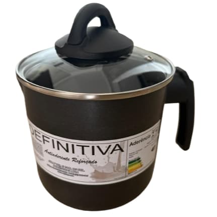 Leiteira 2 Litros Antiaderente Cinza Jolly tampa de Vidro