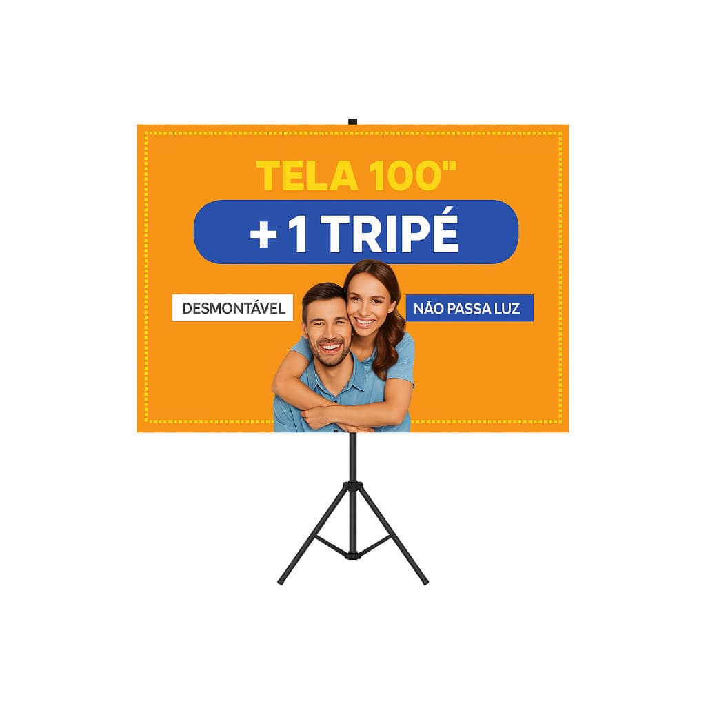 TELA 100" POLEGADAS LONA PROJETOR DATA SHOW + TRIPÉ . IDEAL PARA IGREJAS APRESENTAÇÕES
