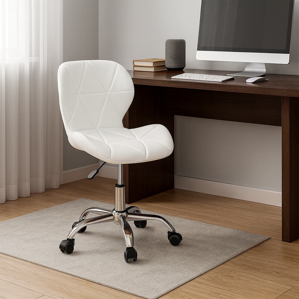 Cadeira De Escritório Slim Ergonômica Giratória Couro Diversas Cores