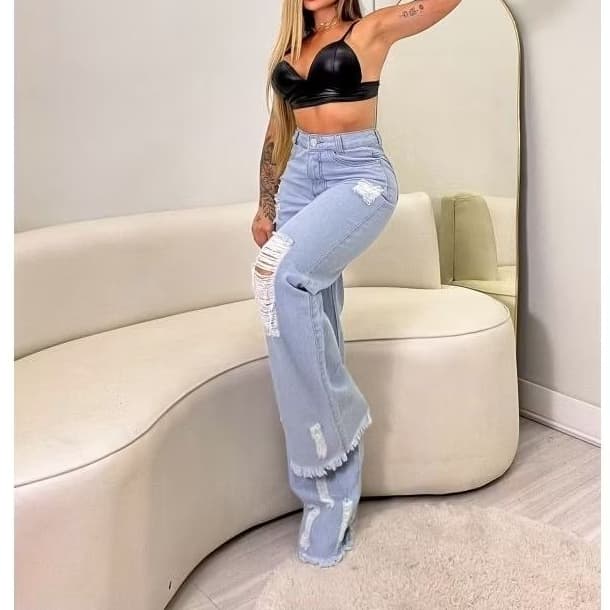 CALÇA JEANS FEMININO WADE LEG CARGO PANTALONA