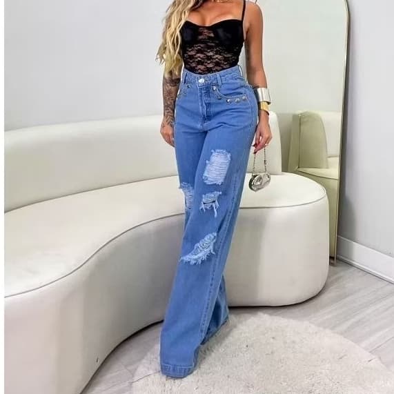 CALÇA JEANS FEMININO WADE LEG CARGO PANTALONA