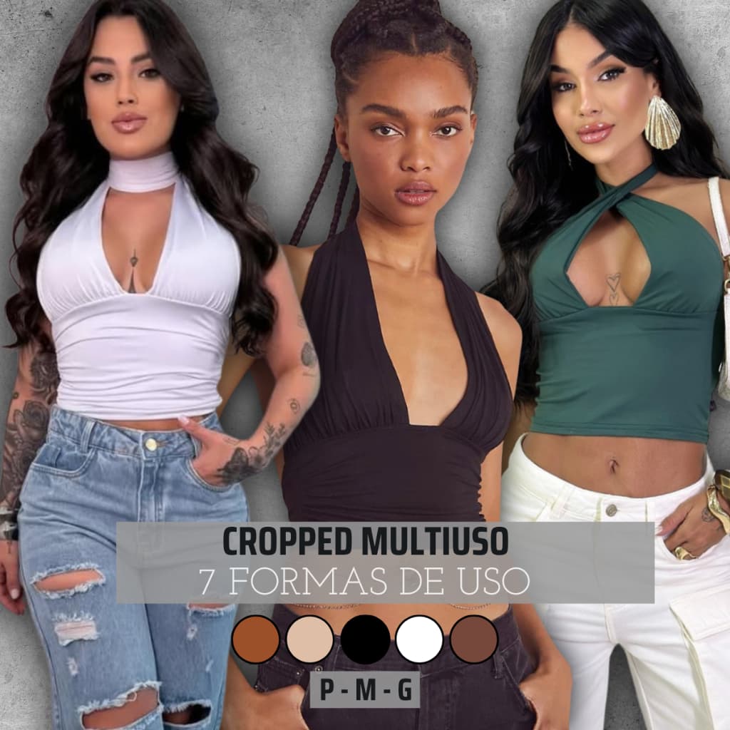 Cropped Frente Única Vários Jeitos De Amarrar No Pescoço Blusinha Feminino Blusa Top Amarração Multi Forma Uso Decotado