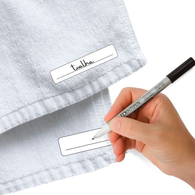 50 Etiquetas Termocolantes identificação para escrever com caneta permanente tecidos, roupas, toalhas, uniformes 5x1cm