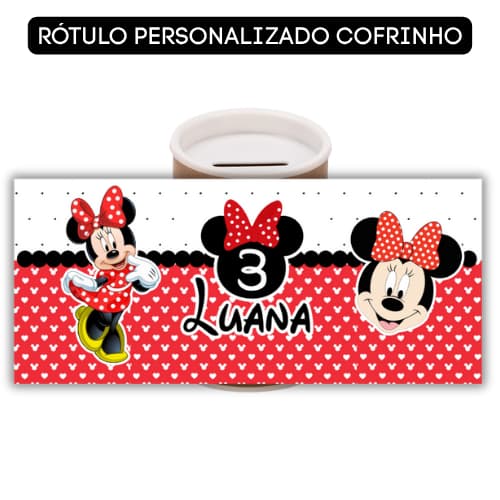rótulo cofrinho personalizado minnie | adesivo para cofrinho | lembrancinha | fazemos todos os temas