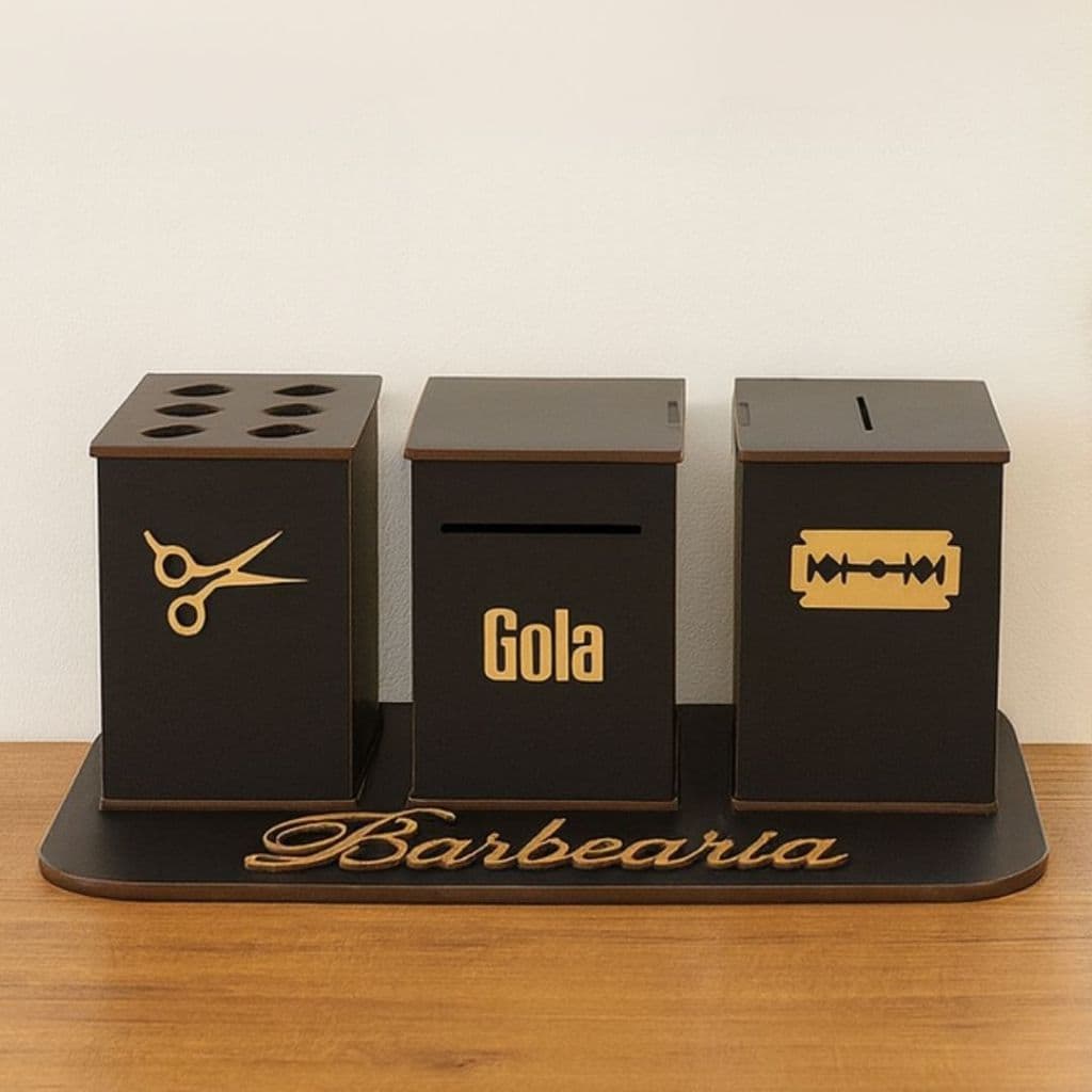 Descarte Para Lâminas De Barbearias + Porta Tesouras + Suporte Gola Higiênica