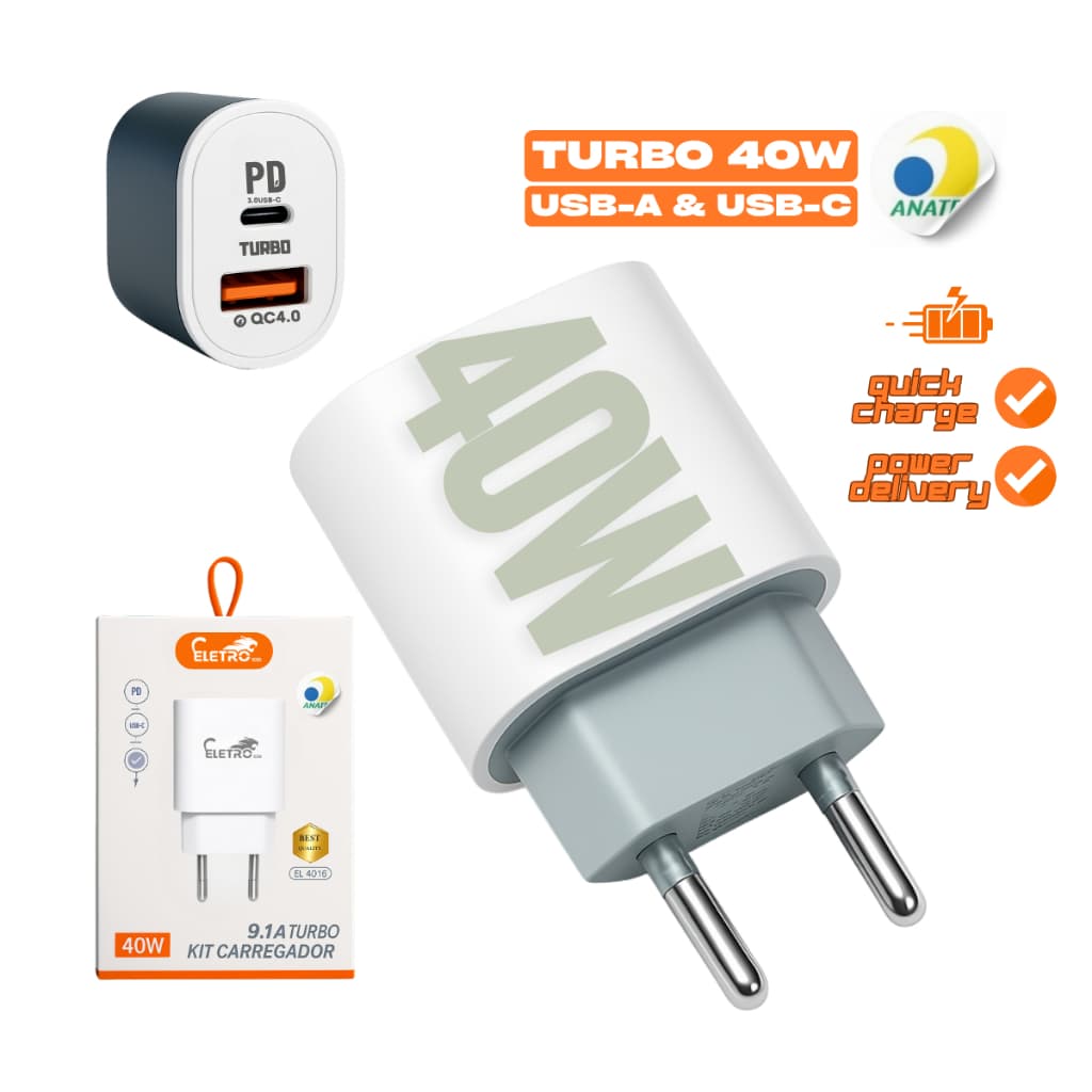 Tomada Carregador 40wats Para Celular, Tablet E Smart Watch