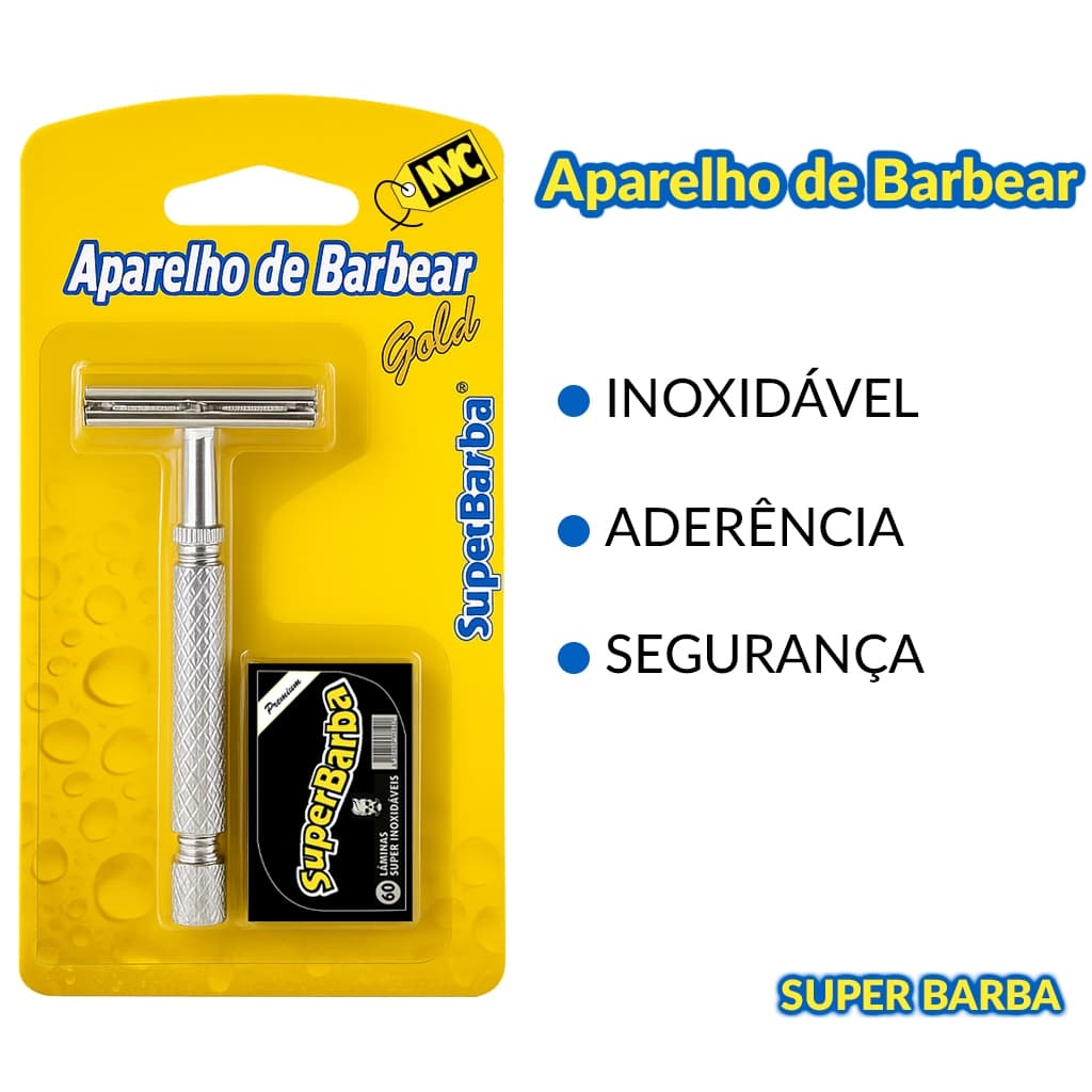 Aparelho De Barbear Super Barba Metal Gold Com 5 Lâminas