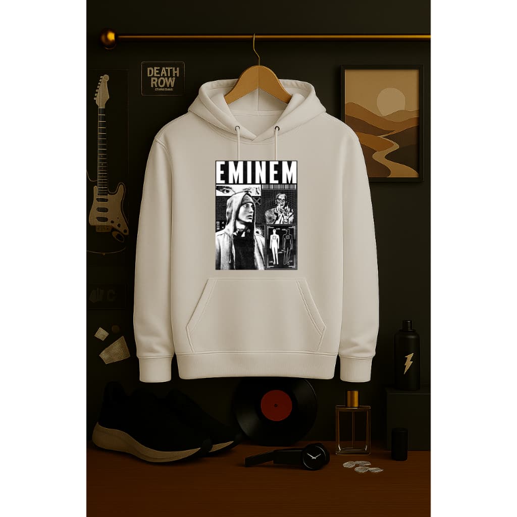 Blusa de Frio Moletom Flanelado Algodão Banda Cantor Eminem Casaco Suéter