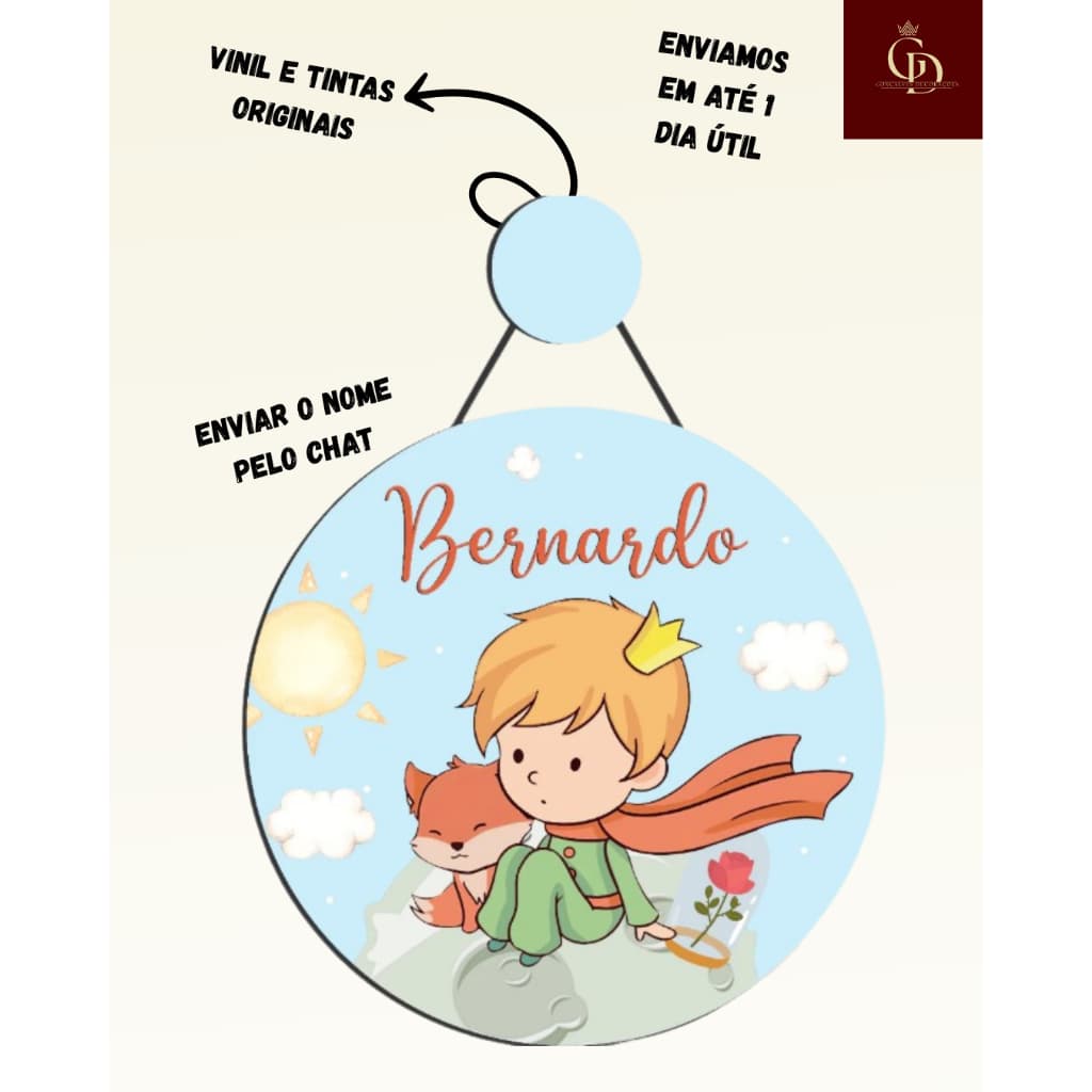 Enfeite de porta Tema O Pequeno Príncipe - Personalizado - Disponível em diversas opções de capit 04