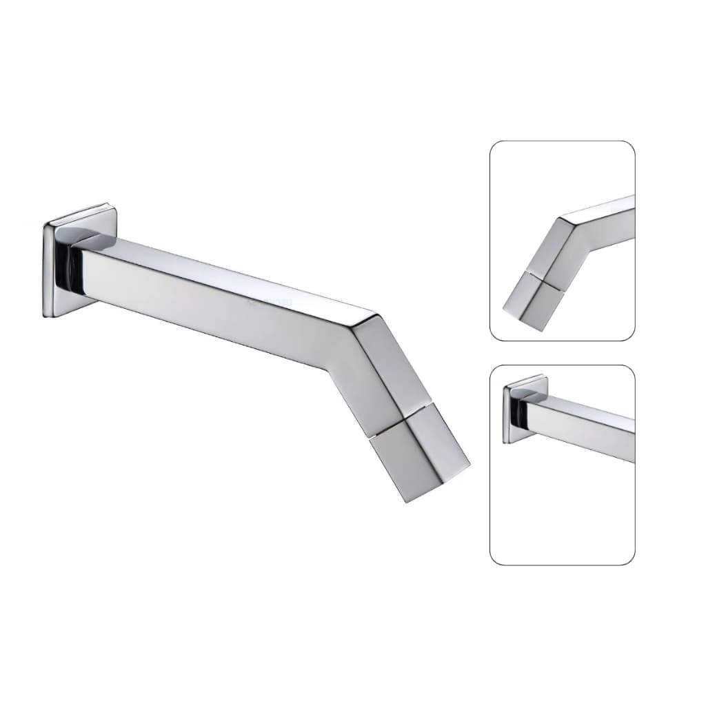 Torneira para Banheiro Lavabo de Parede em Metal Inox Quadrada Moderna c/Arejador de 1/4 de Abertura