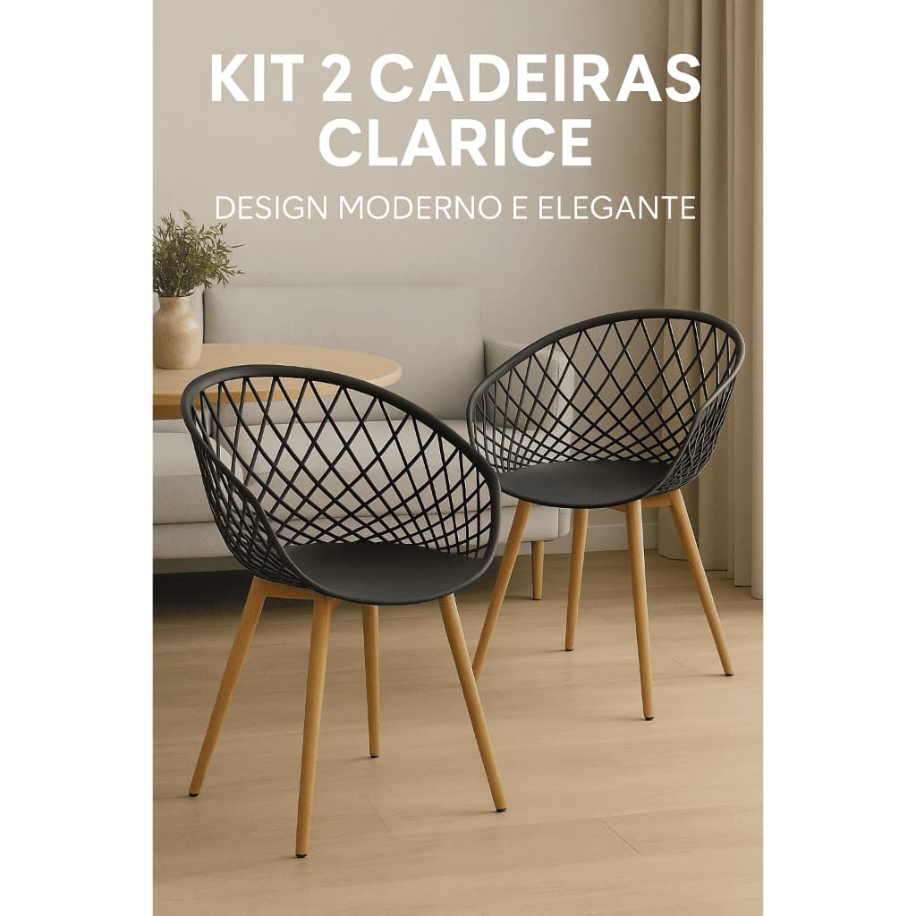 Kit 2 Cadeiras Clarice Bitlar Sidera | Design Vazado Moderno | Base Eiffel | Envio Imediato