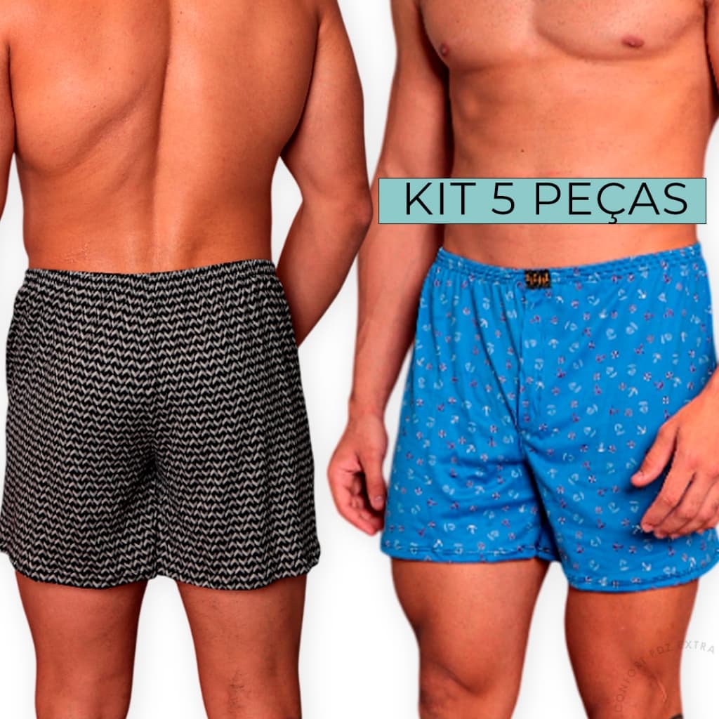 Kit 5 Samba Canção Masculino Short de Dormir Confortável Suede Pijama