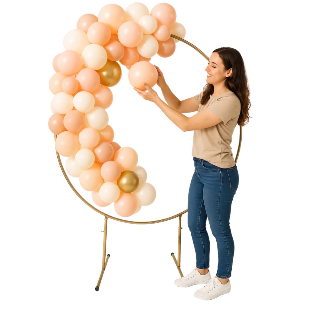 Arco Redondo Desmontável em Aço Carbono Prata ou Dourado Para Festas e Eventos
