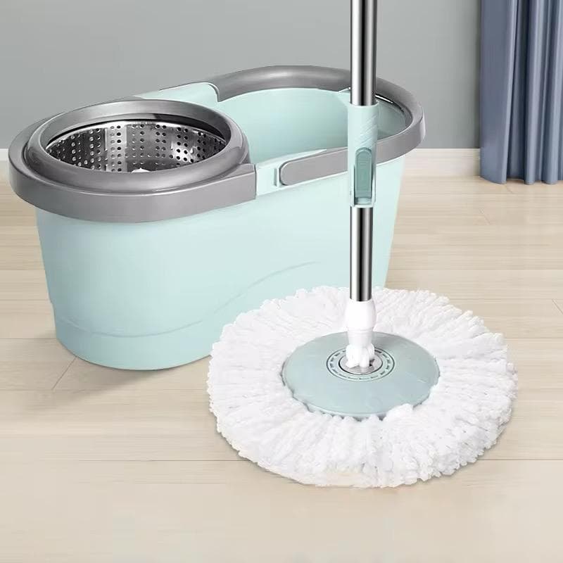 Mop Spin Limpeza 360 Giratório Cesto Em Inox Com Refil 13 Litros Cabo 130cm
