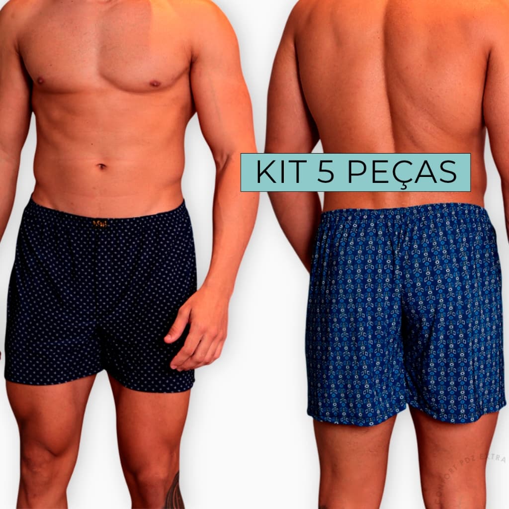 Kit 5 Samba Canção Masculino Short de Dormir Confortável Liganete Pijama