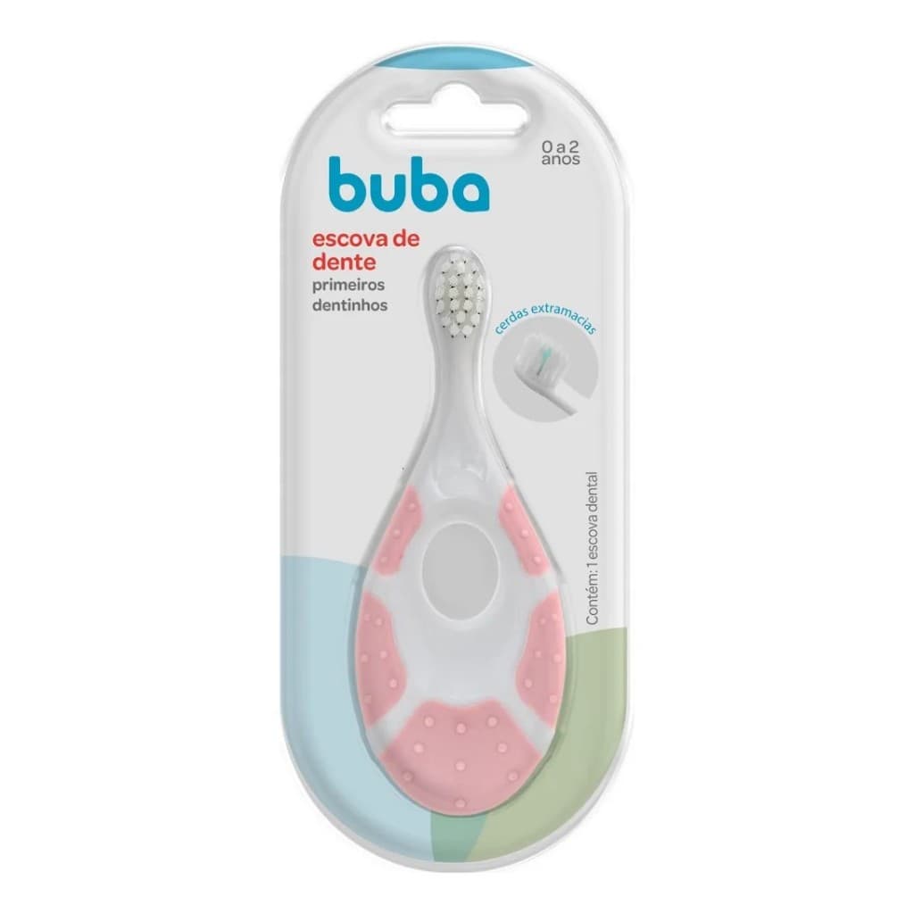 Escova De Dente Mordedor Primeiro Dentinhos 0 A 2 Anos Buba Cor Rosa