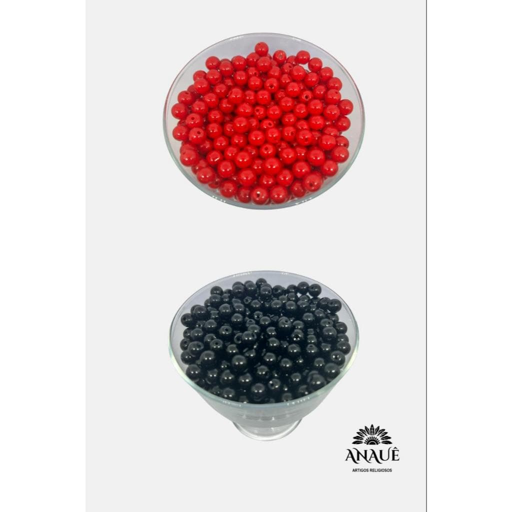 Contas de Louça Vermelha, Preta 8mm Umbanda Candomblé - 100 unidades com firma