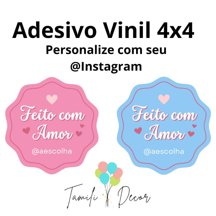 100 Etiquetas em Vinil 4x4 Feito com Amor À Prova d'Água