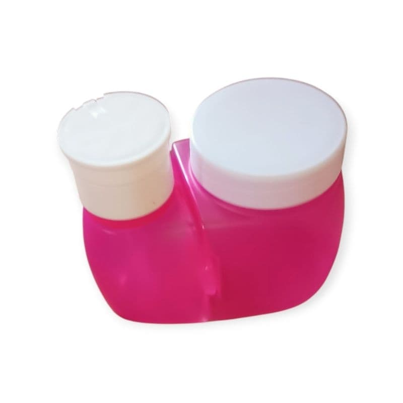 kit com 2 porta acetona e algodão pink e cinza
