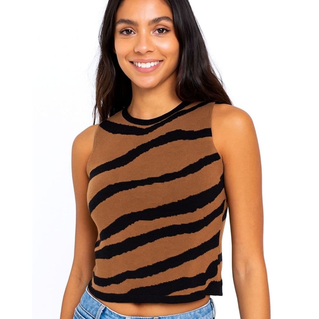 Cropped Regata Tricot Animal Print Zebra