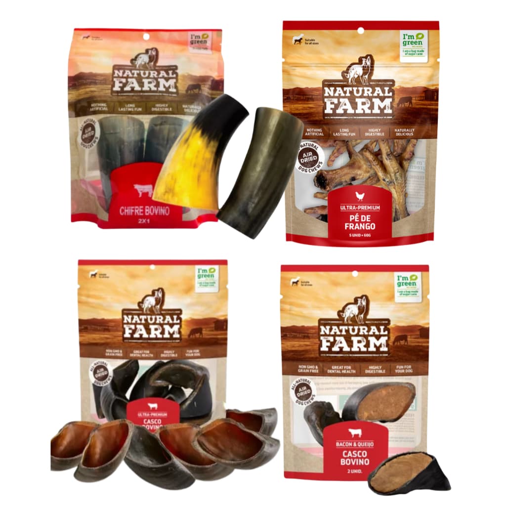 Mordedor Natural para cachorro, casco, chifre, traqueia e outros desidratado, kit para pet