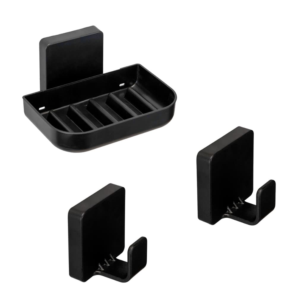 Kit Banheiro Gancho Suporte de Toalha e Saboneteira de Parede Adesivo Black - Arthi