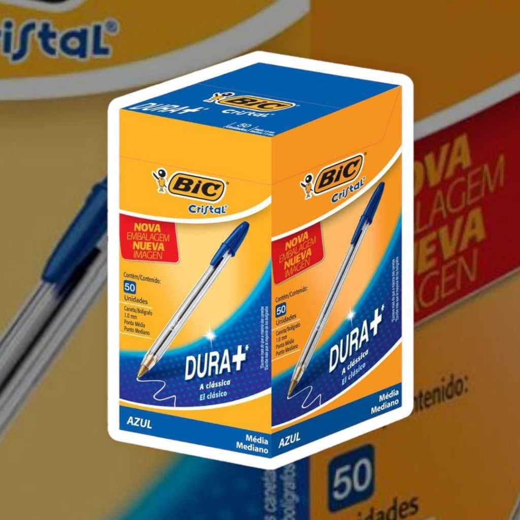 Kit Com 5 Canetas Esferográficas 1.0 Cristal Dura + Bic Azul