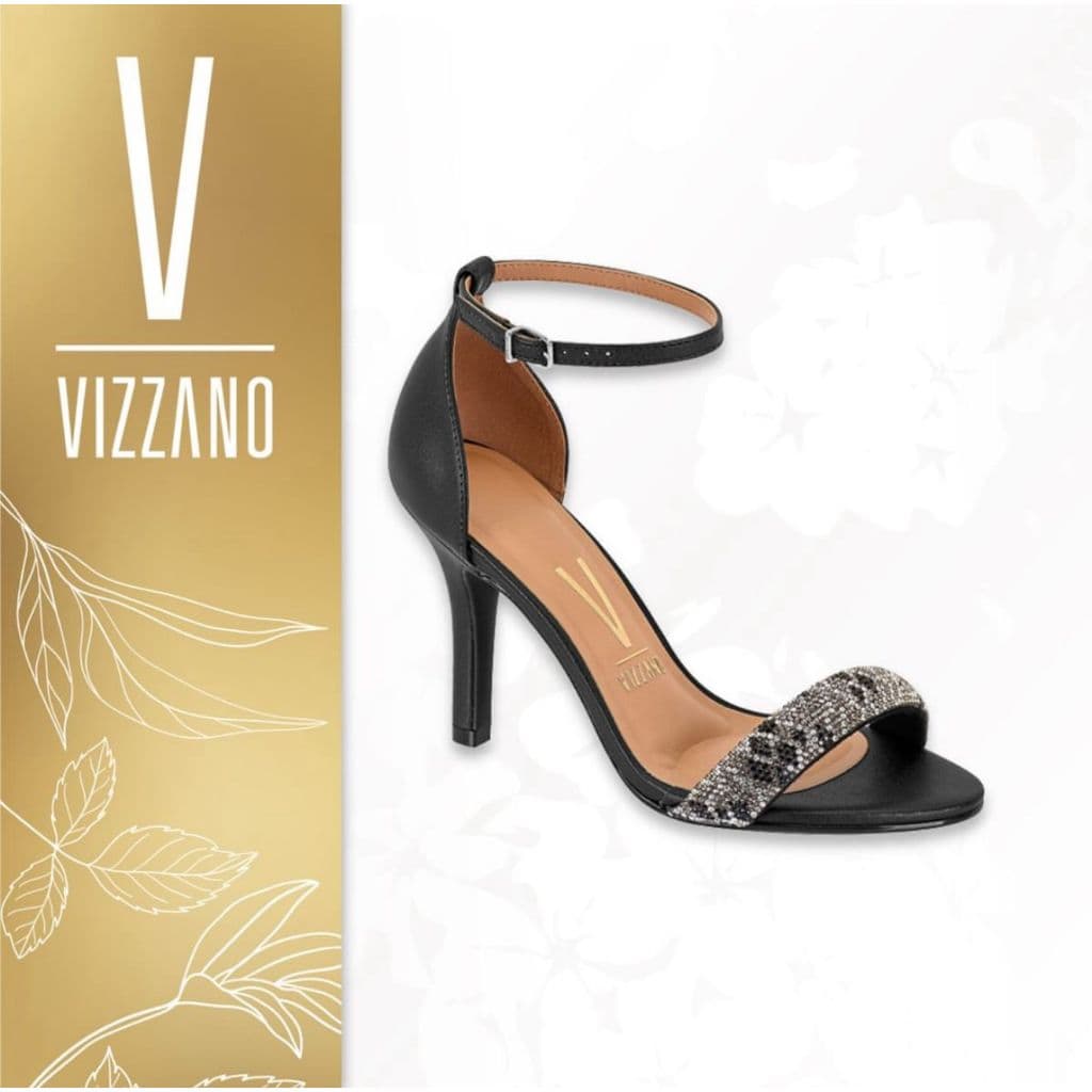 Sandália Salto Alto Salto Fino Stiletto Venezza Strass Vizzano