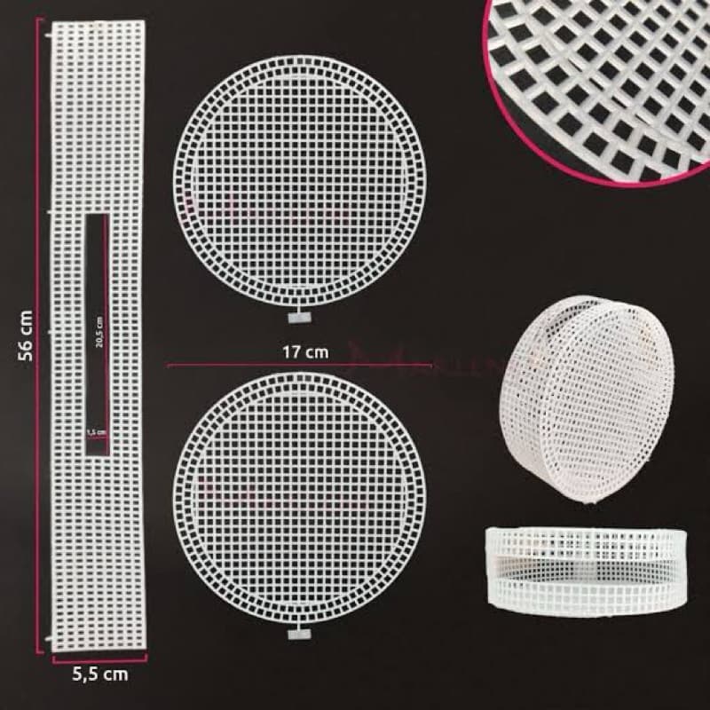 Tela malha chenille para bolsa 17cmx56 5mm furo