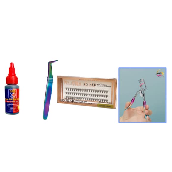 KIT Cílios postiçosNEW SHOW+PINCA+SUPERCOLA30ML+ Modelador de Cílios Curvex