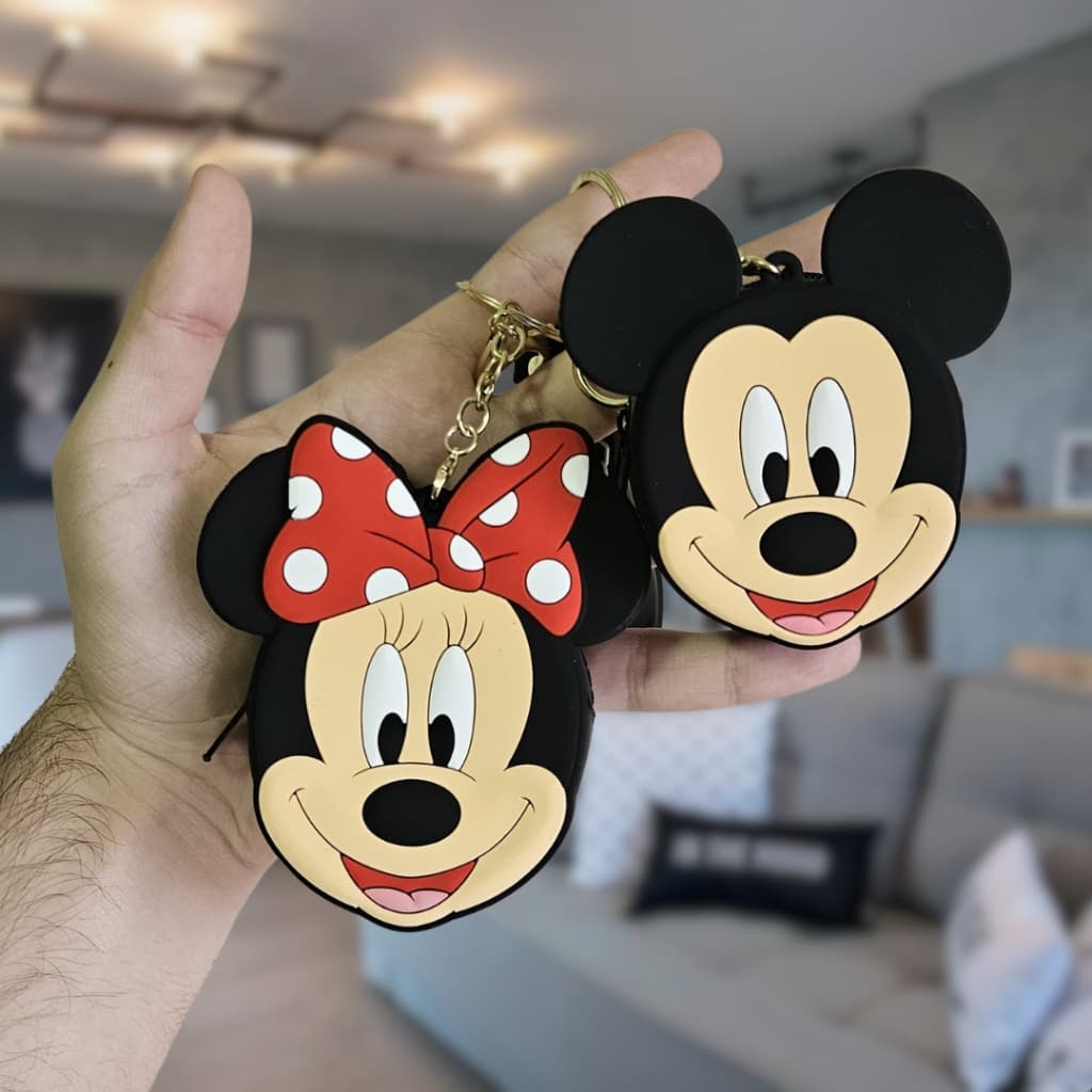 Chaveiro Porta Moedas Mickey Minnie Silicone Filme Desenho Animado Disney