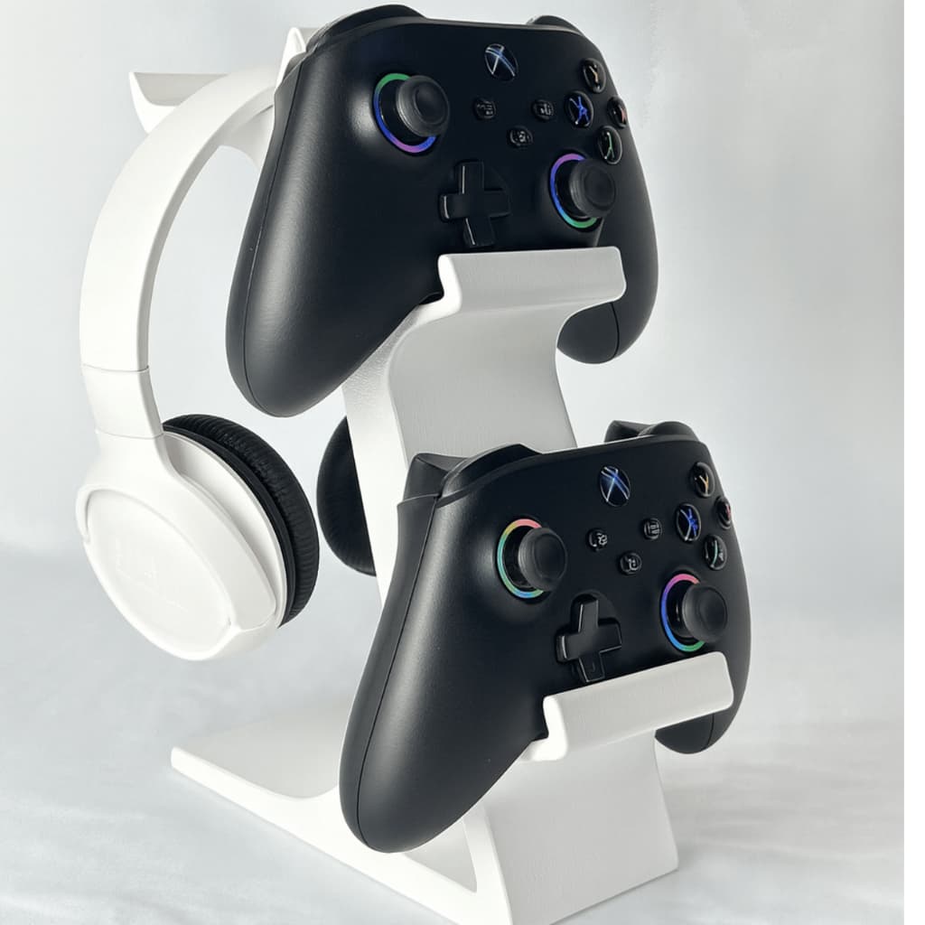 Suporte Gamer para 2 Controles e 1 Headset – Universal PS5 PS4 Xbox PC – Design Moderno