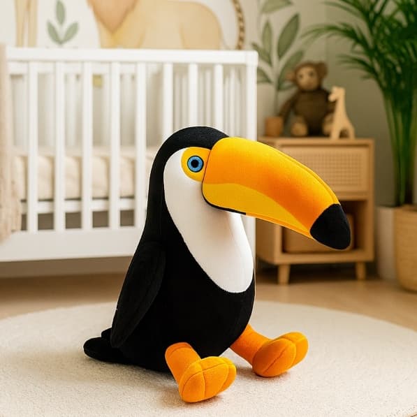 Tucano de Pelúcia Antialérgico Decoração Quarto Animais Safari Urso de Pelúcia