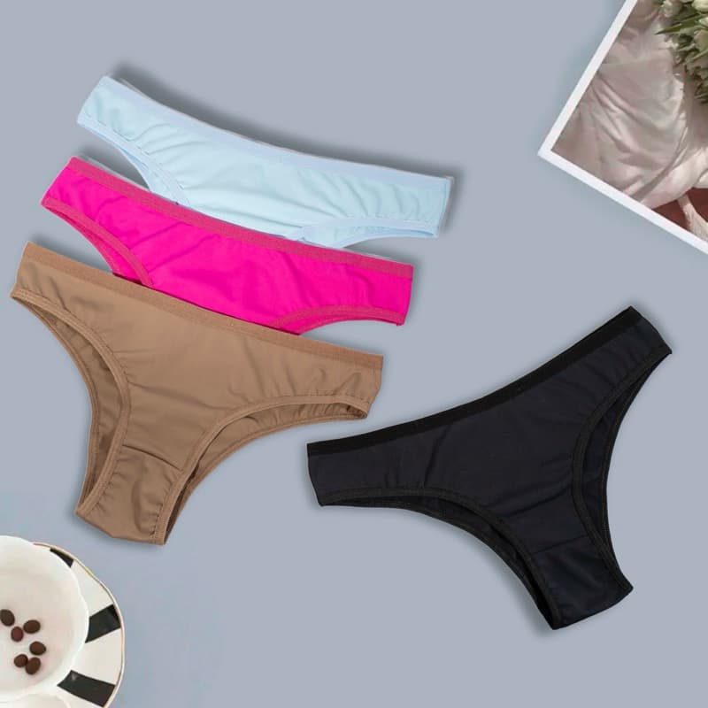 Kit 10 Calcinhas Tanga Adulto Básica Confortável Várias Cores Com Forro De Algodão