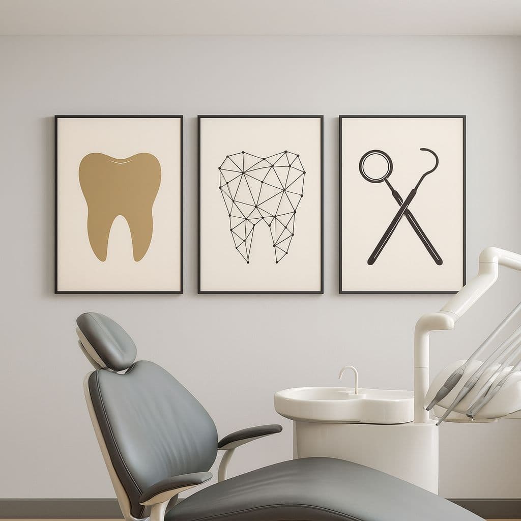 Quadro Decorativo Consultório Odontológico Dentista Odontologia Kit 3 Peças MDF