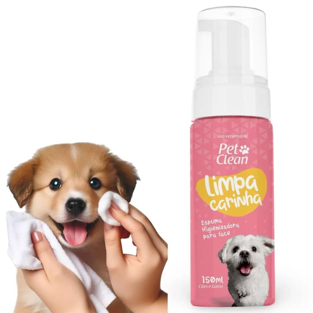 Limpa Carinha para Rosto/face de cachorro/Cães e Gatos Espuma Higienizadora  Pet Clean 150ml