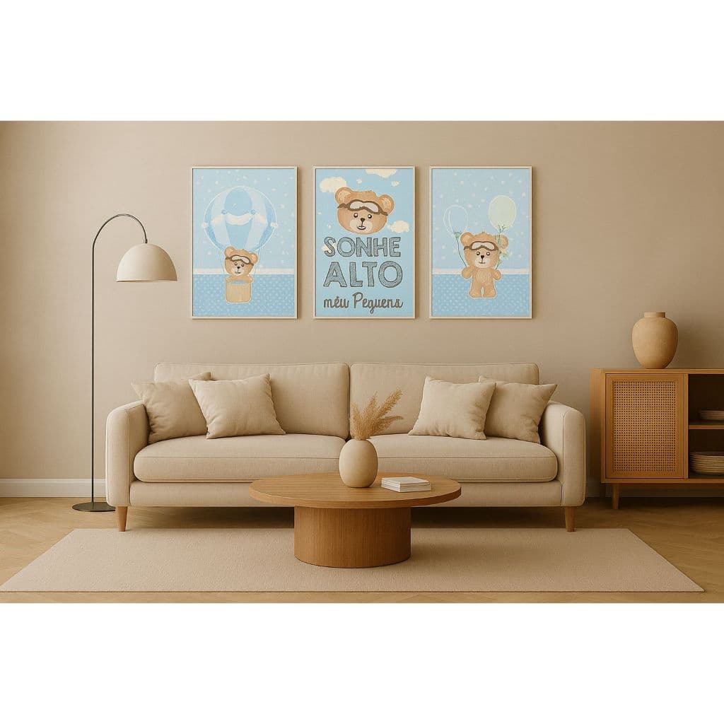 Quadros Decorativos Sonhe Alto Meu Pequeno – Kit Infantil