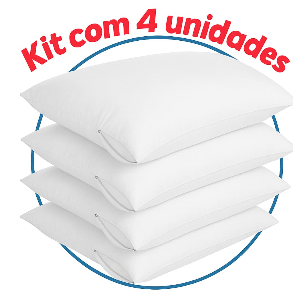 Kit 4 Capas Fronhas Protetoras para Travesseiro Antiácaro com Zíper – Branca Bege Azul