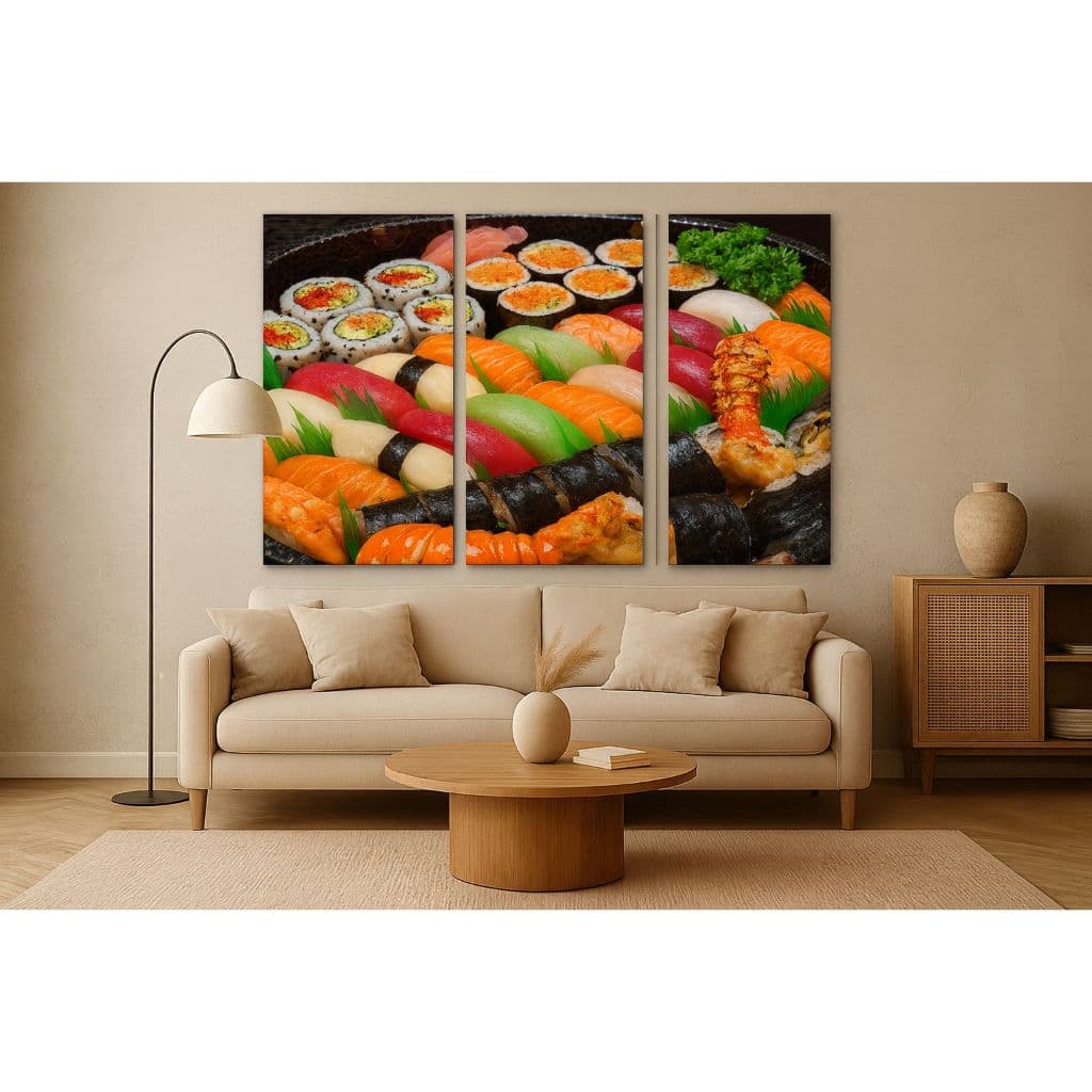 Kit Tríptico Sushi Gourmet – Arte Decorativa em Alta Resolução