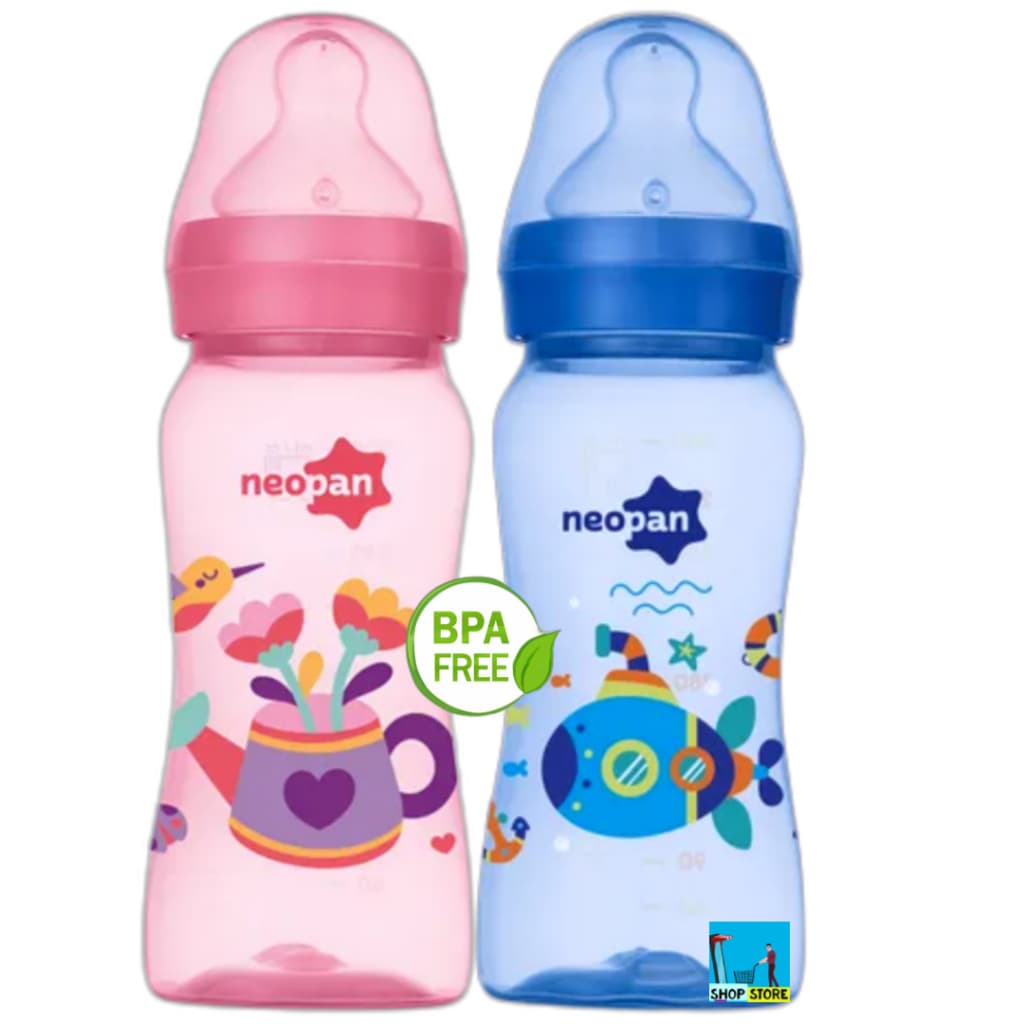 MAMADEIRA DECORADA BOCA LARGA 300 ML  BICO ORTODÖNTICO TAMANHO 2  (+ 6) NEOPAN