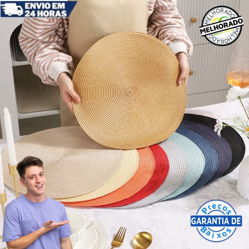 Kit 4 Jogo Americano Redondo Jantar para Mesa Posta Cozinha 38cm