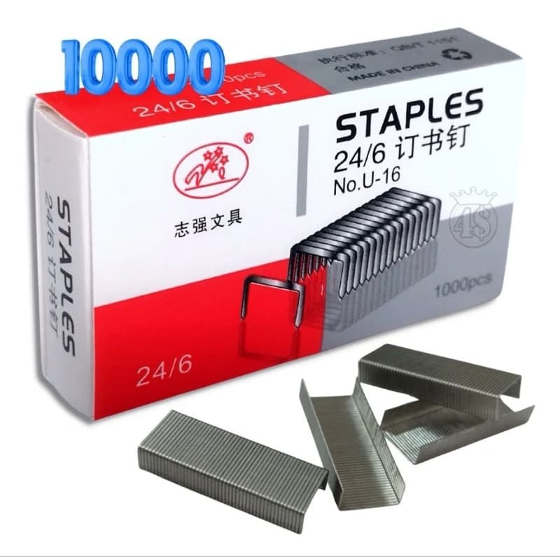 Caixa de Grampo Grampeador Tamanho 24/6 Galvanizados Totalizando 10.000 grampos STAPLES Folha A4