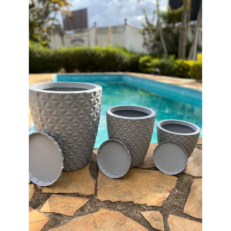 Kit vaso de planta decorativo diamante grande planta flor decoração