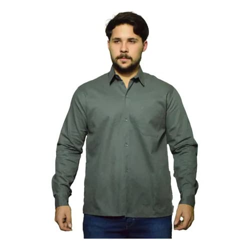 Camisa Masculina Confortável Trabalho Brim Casual