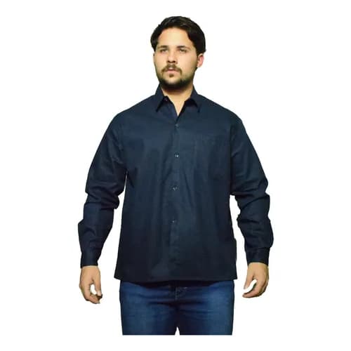 Camisa Azul  Trabalho confortavel reforçada ultra resistente, casual elegante moderna masculina