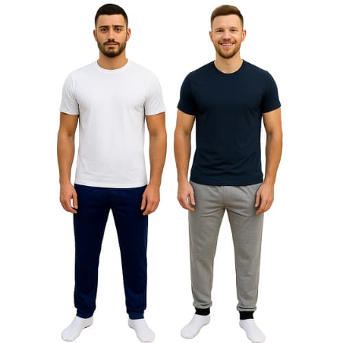 Kit 2 Calças De Algodão Masculina Pijama Com Punho Confortável
