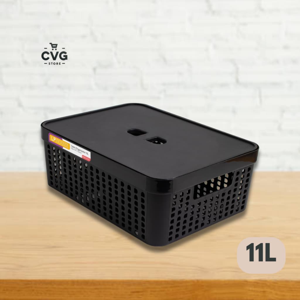 Cestos Organizadores c/Tampa Rattan 11 litros Multiuso Ideal para armário e gavetas LP HOUSE
